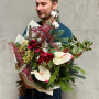Winter bouquet with amaryllis and anthurium «Young Winter»