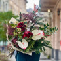 Winter bouquet with amaryllis and anthurium «Young Winter»