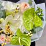 Вишуканий букет з антуріумами «Лаймовий курд»