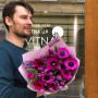 Bouquet in rich shades with tulips and anemones «Spring Night»