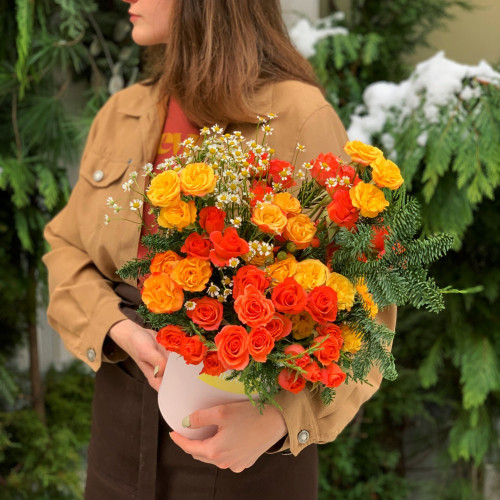 Коробка с цветами «Пылающие огоньки»