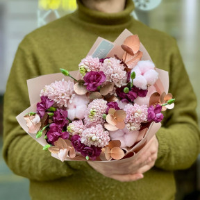 Ароматний букет з гіацинтами та бавовною «Запашна хмаринка»