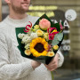Bright bouquet with sunflower and gloriosa «Curious Sunbeam»