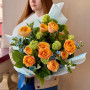 Warm bouquet with roses and viburnum «Joyful words»