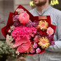 Fantastic bouquet with anthurium and peony «Ruby memories»