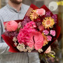 Fantastic bouquet with anthurium and peony «Ruby memories»