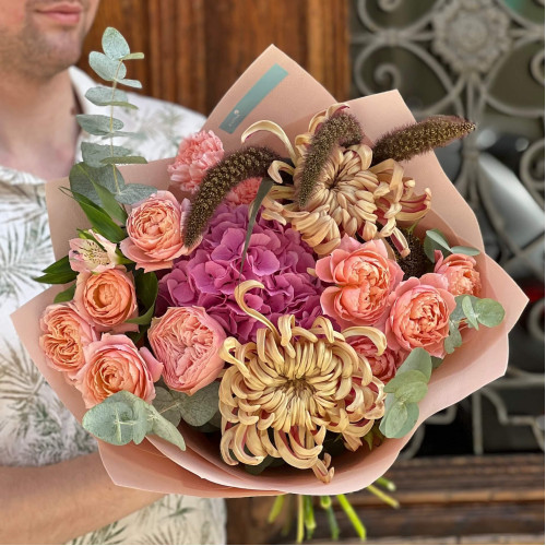 Букет у теплих відтінках «Карамельна зірка»