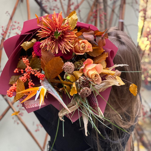 Помаранчевий осінній букет «Полум'я осені»