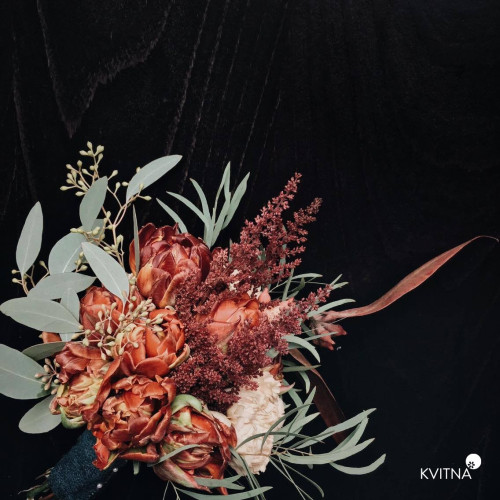 Bouquet with pion-shaped tulips