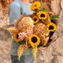 Shining bouquet with sunflowers «Golden Fantasy»