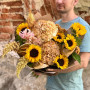 Shining bouquet with sunflowers «Golden Fantasy»