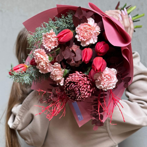 Сезонний настроєвий букет «Бургундська осінь»