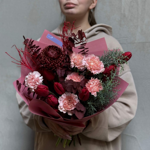 Сезонний настроєвий букет «Бургундська осінь»