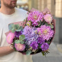 Чарівний букет з гортензією та жоржинами «Відтінки фіолетового»