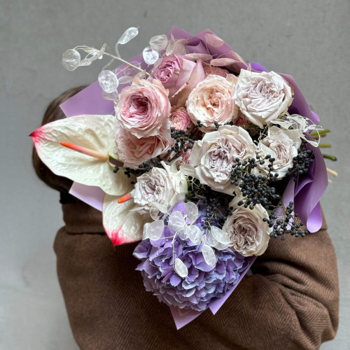 Вишуканий пастельний букет «Лавандовий флер»