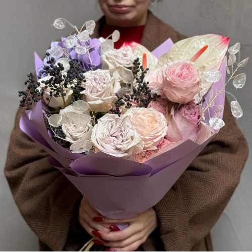 Вишуканий пастельний букет «Лавандовий флер»