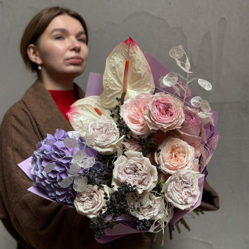 Вишуканий пастельний букет «Лавандовий флер»