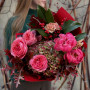Яскравий букет із півоніями «Коралова осінь»