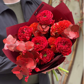 Яскравий червоний букет «Осіння ягідка»