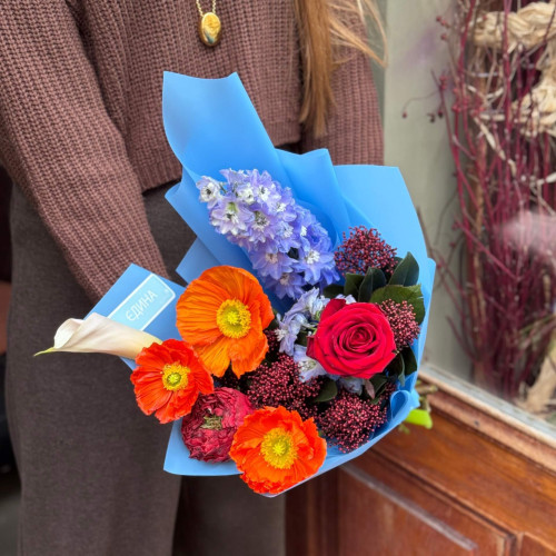 Яркий букет с маками «Неповторимая Оксана»