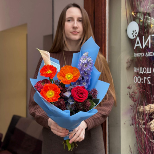 Яркий букет с маками «Неповторимая Оксана»
