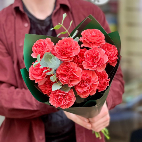 13 діантусів у букеті «Чарівний теракотовий»