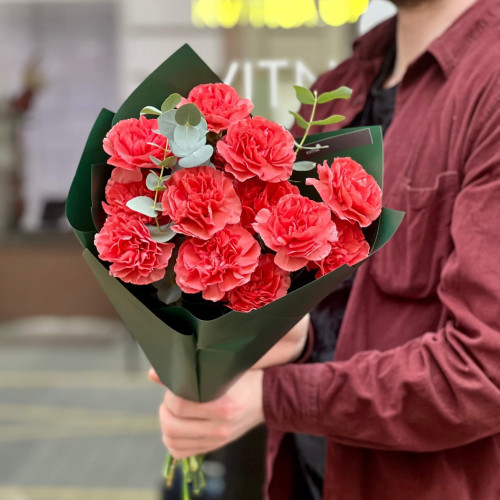 13 діантусів у букеті «Чарівний теракотовий»