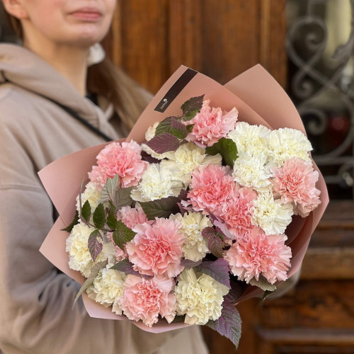 21 діантус у букеті «Ніжний туман»