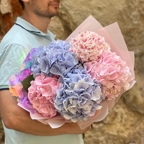 5 нежнейших гортензий в букете «Любимая зефирка»