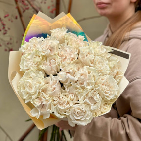 23 троянди Cotton X-Pression у букеті «Райська хмаринка»