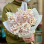 Delicate bouquet in pastel colors with Menta roses «Amethyst riddle»