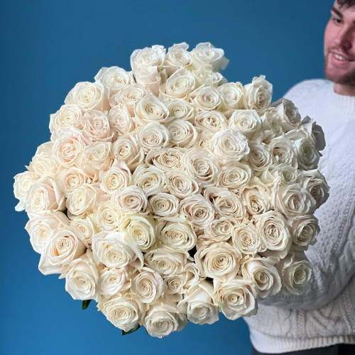 75 білих троянд сорту «Playa blanca»