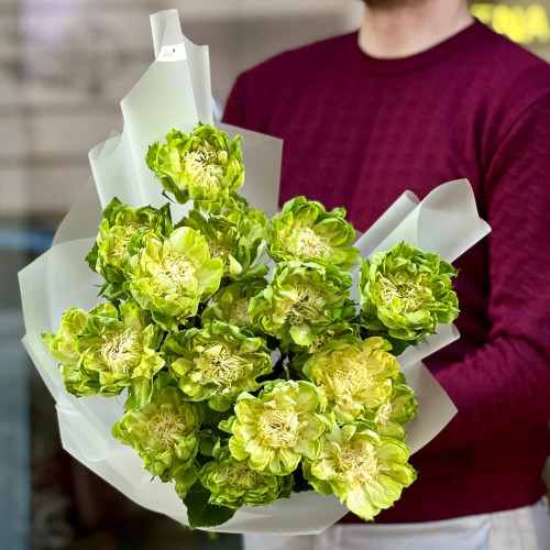 Букет из 19 эксклюзивных роз Kvitna Dragon «Зелёное облачко»