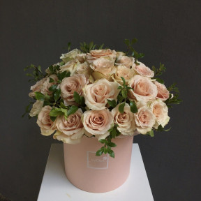 49 еквадорських троянд Quicksand в шляпной коробці