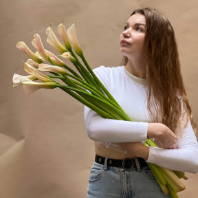 Premium salmon calla lilies «Morning kiss»