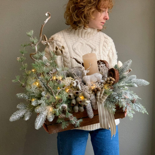 Новорічна композиція зі свічкою «Казки Скандинавії»