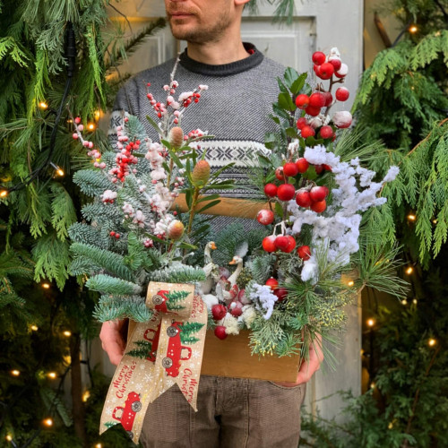 Різдвяна композиція «Веселі гуси»