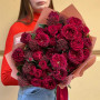 Passionate bouquet of peony roses in rich burgundy colors «Drink of Love»