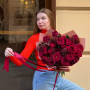 Passionate bouquet of peony roses in rich burgundy colors «Drink of Love»