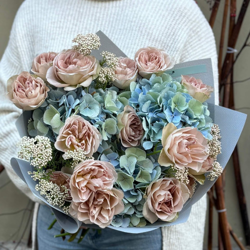 Акварельний букет з гортензією «Ласкава осінь»