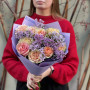 Watercolor bouquet with Caramel Macchiato peony roses «Lilac Caramel»