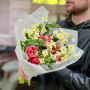 Delicate spring bouquet of daffodils, tulips and oxypetalum «Fragrant field»