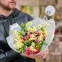Delicate spring bouquet of daffodils, tulips and oxypetalum «Fragrant field»