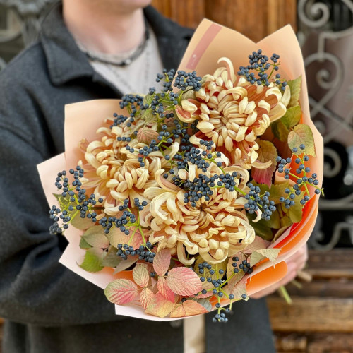 Осінній букет з хризантемою Vienna Copper «Золотистий комплімент»