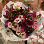 Rich and delicate bouquet with premium Tropical Dragon lilies «Plum Aroma»