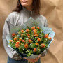 Contrasting bouquet of peony-shaped tulips and oxypetalum «Orange sky»