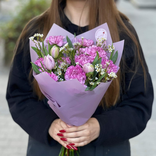 Милий бузковий букет «Сливовий капкейк»