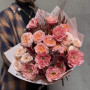Lacy peachy bouquet with peony roses «Copper Pattern»