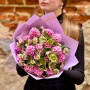 Pink and green bouquet of fragrant hyacinths and helleborus «Strawberry-Lime»