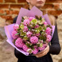 Pink and green bouquet of fragrant hyacinths and helleborus «Strawberry-Lime»